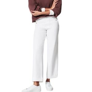 Spanx women’s Stretch Twill Wide Leg Pants size S cropped white